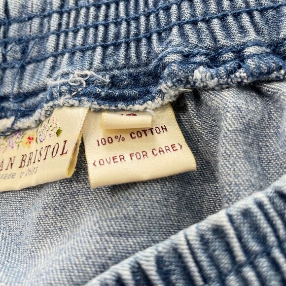 Vintage 90s Susan Bristol Patchwork Skirt Size 10 Plaid Denim Flannel Chambray - Picture 6 of 10